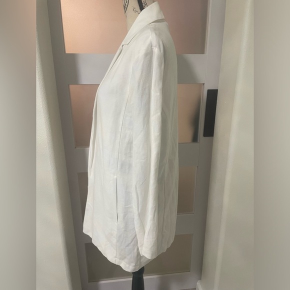 EILEEN FISHER White Linen Blend Notch Collar Blazer S/P NWT - Picture 3 of 9